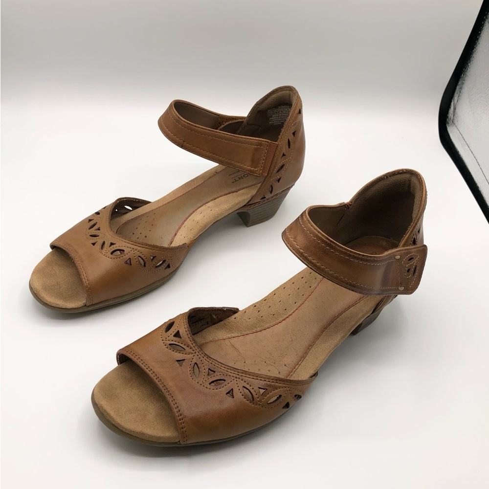 Rockport Cobb Hill Brown Leather Low Heel Sandal - Size 9.5
